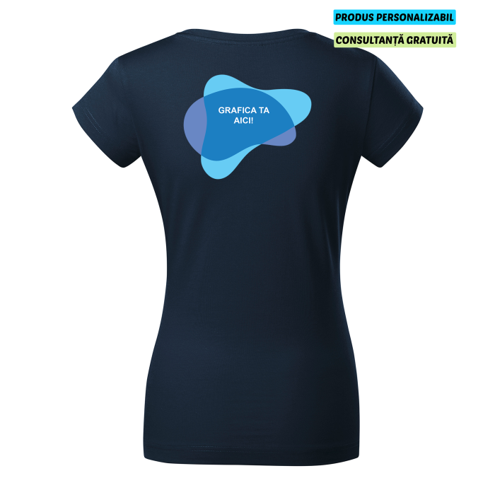 Malfini Tricou Dama Bleumarine Fit V-neck Personalizat