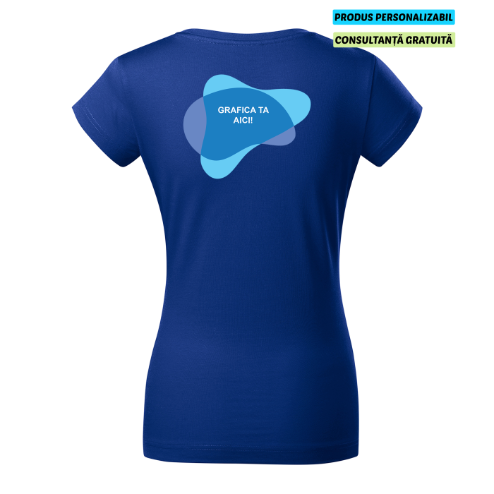 Malfini Tricou Dama Albastru regal Fit V-neck Personalizat