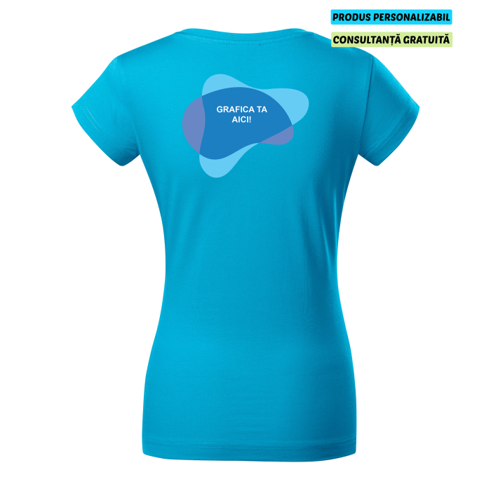 Malfini Tricou Dama Turcoaz Fit V-neck Personalizat