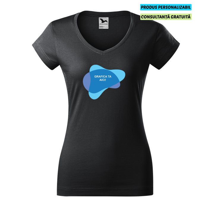 Malfini Tricou Dama Antracit Fit V-neck Personalizat