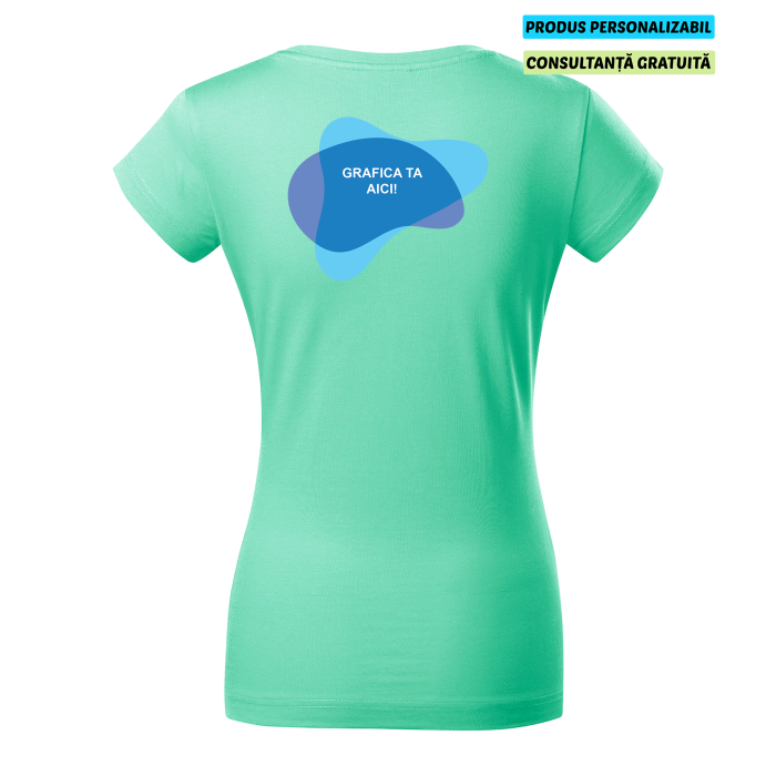 Malfini Tricou Dama Verde menta Fit V-neck Personalizat