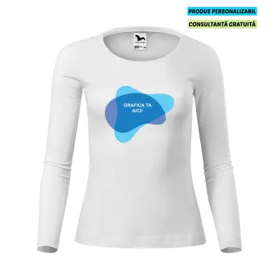 Malfini Tricou maneca lunga Dama Alb FIT-T LS Personalizat