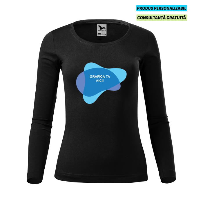 Malfini Tricou maneca lunga Dama Negru FIT-T LS Personalizat