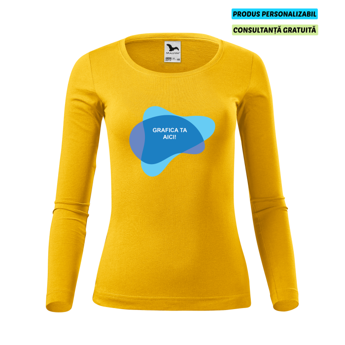 Malfini Tricou maneca lunga Dama Galben FIT-T LS Personalizat