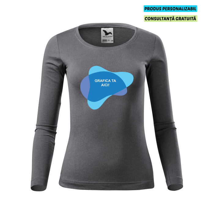 Malfini Tricou maneca lunga Dama Gri metalic FIT-T LS Personalizat Malfini Tricou maneca lunga Dama Gri metalic FIT-T LS Personalizat