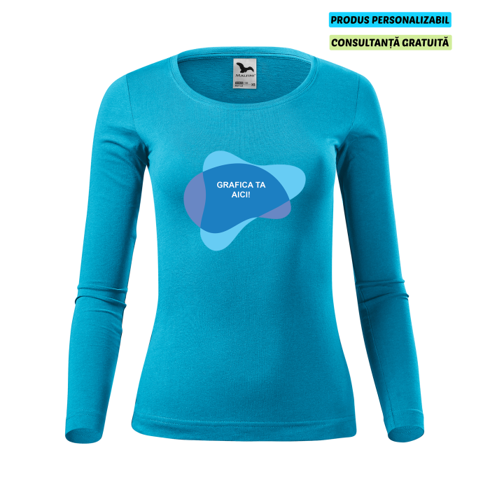 Malfini Tricou maneca lunga Dama Turcoaz FIT-T LS Personalizat
