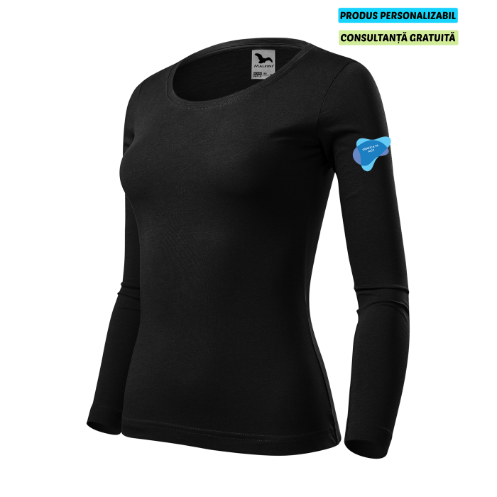 Malfini Tricou maneca lunga Dama Negru FIT-T LS Personalizat
