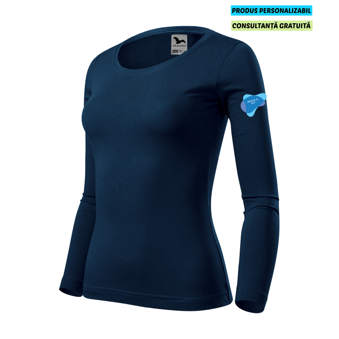 Malfini Tricou maneca lunga Dama Bleumarine FIT-T LS Personalizat