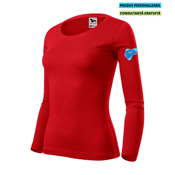 Malfini Tricou maneca lunga Dama Rosu FIT-T LS Personalizat