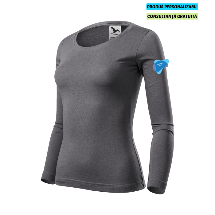 Malfini Tricou maneca lunga Dama Gri metalic FIT-T LS Personalizat Malfini Tricou maneca lunga Dama Gri metalic FIT-T LS Personalizat