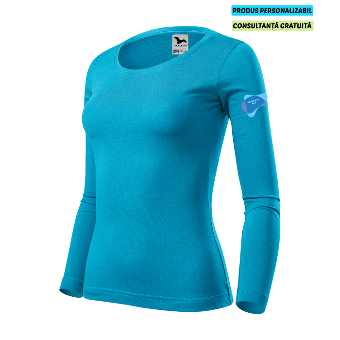 Malfini Tricou maneca lunga Dama Turcoaz FIT-T LS Personalizat