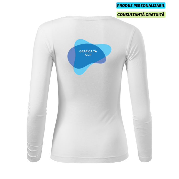 Malfini Tricou maneca lunga Dama Alb FIT-T LS Personalizat