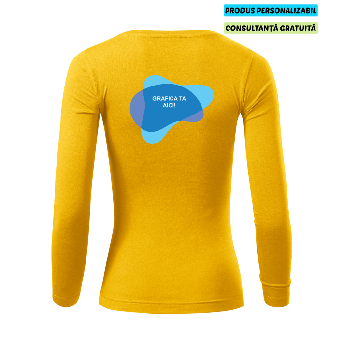 Malfini Tricou maneca lunga Dama Galben FIT-T LS Personalizat