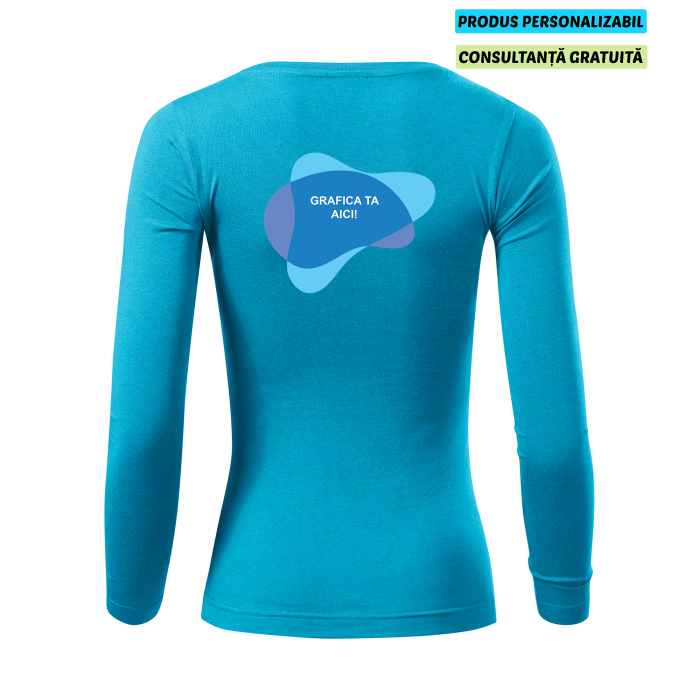 Malfini Tricou maneca lunga Dama Turcoaz FIT-T LS Personalizat