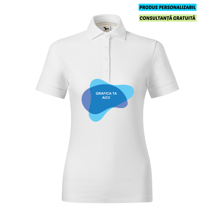 Malfini Tricou Polo Dama Alb Prime Bumbac Organic Personalizat