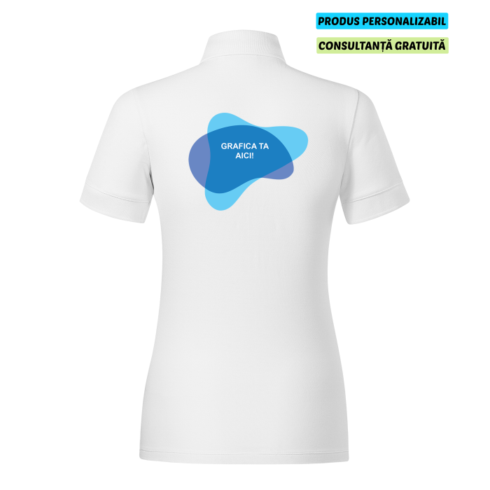 Malfini Tricou Polo Dama Alb Prime Bumbac Organic Personalizat