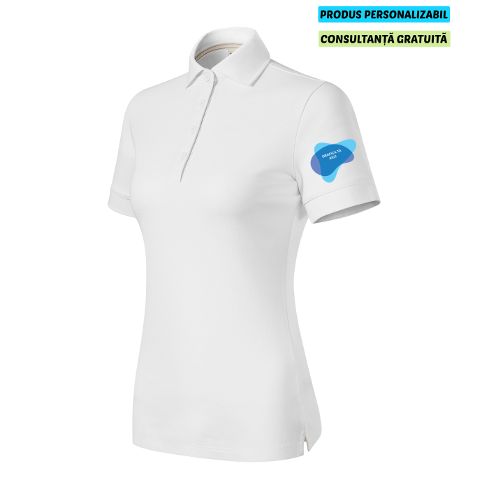 Malfini Tricou Polo Dama Alb Prime Bumbac Organic Personalizat