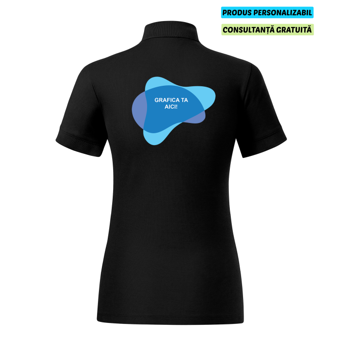 Malfini Tricou Polo Dama Negru Prime Bumbac Organic Personalizat