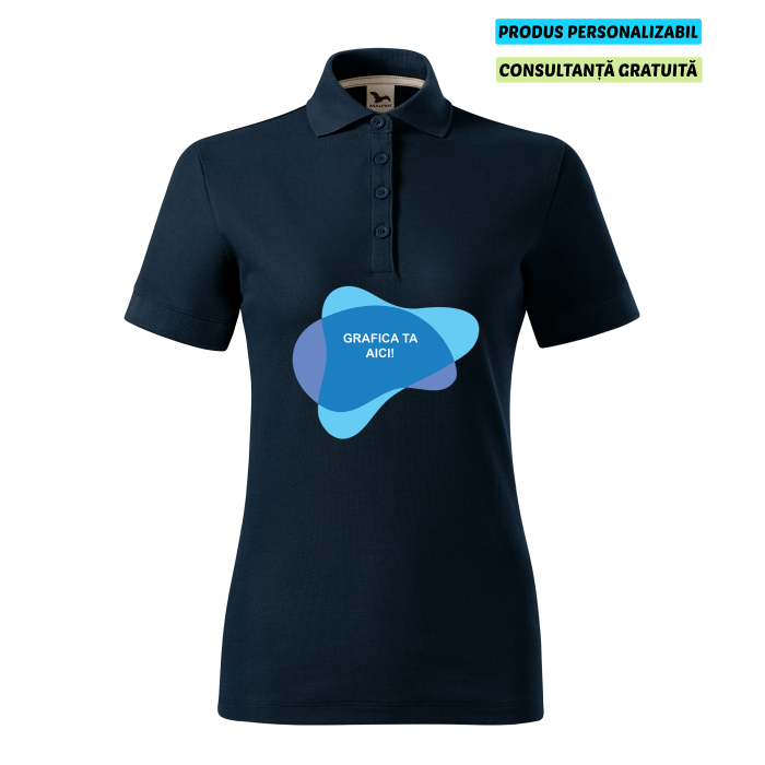 Malfini Tricou Polo Dama Bleumarine Prime Bumbac Organic Personalizat