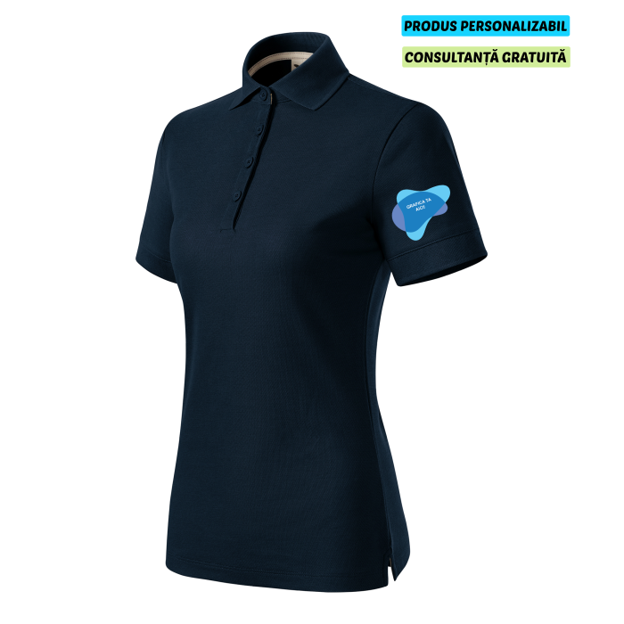 Malfini Tricou Polo Dama Bleumarine Prime Bumbac Organic Personalizat