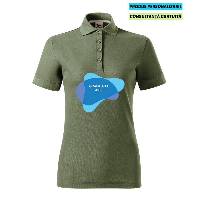 Malfini Tricou Polo Dama Verde kaki Prime Bumbac Organic Personalizat