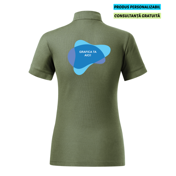 Malfini Tricou Polo Dama Verde kaki Prime Bumbac Organic Personalizat