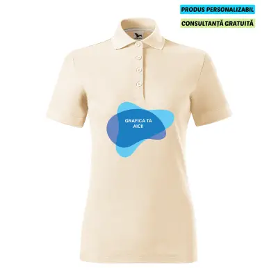 Malfini Tricou Polo Dama Bej Prime Bumbac Organic Personalizat