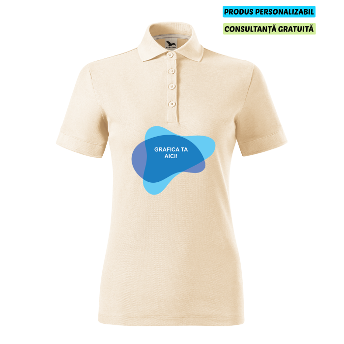 Malfini Tricou Polo Dama Bej Prime Bumbac Organic Personalizat
