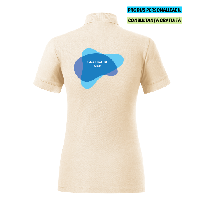Malfini Tricou Polo Dama Bej Prime Bumbac Organic Personalizat