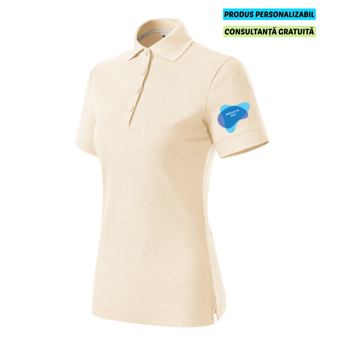 Malfini Tricou Polo Dama Bej Prime Bumbac Organic Personalizat