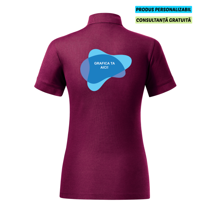 Malfini Tricou Polo Dama Pruna Prime Bumbac Organic Personalizat