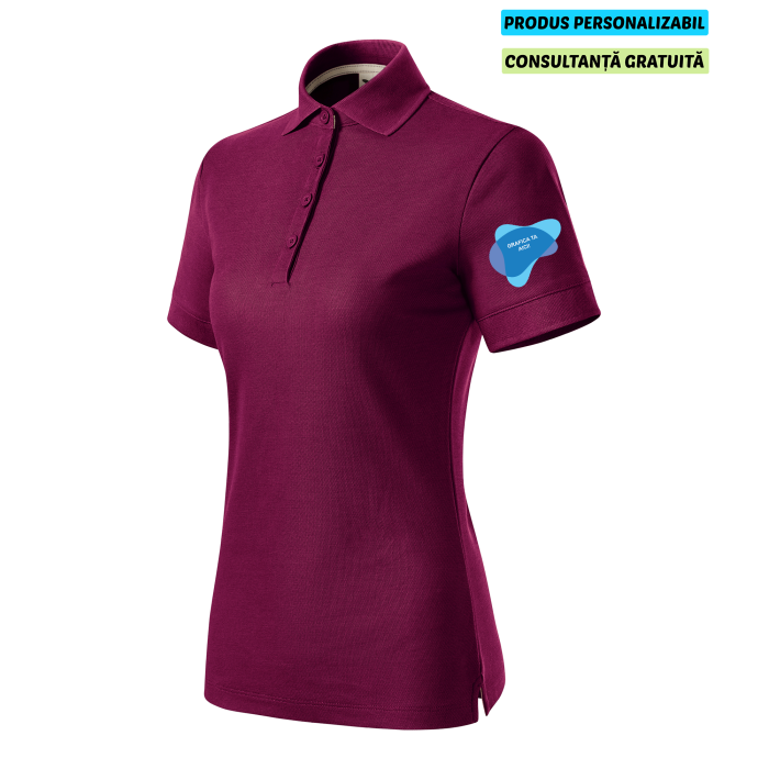 Malfini Tricou Polo Dama Pruna Prime Bumbac Organic Personalizat