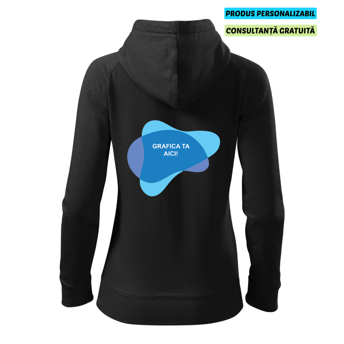 Malfini Hanorac cu fermoar Dama Negru Voyage Personalizat