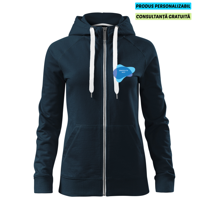 Malfini Hanorac cu fermoar Dama Bleumarine Voyage Personalizat Malfini Hanorac cu fermoar Dama Bleumarine Voyage Personalizat