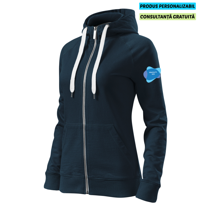 Malfini Hanorac cu fermoar Dama Bleumarine Voyage Personalizat Malfini Hanorac cu fermoar Dama Bleumarine Voyage Personalizat
