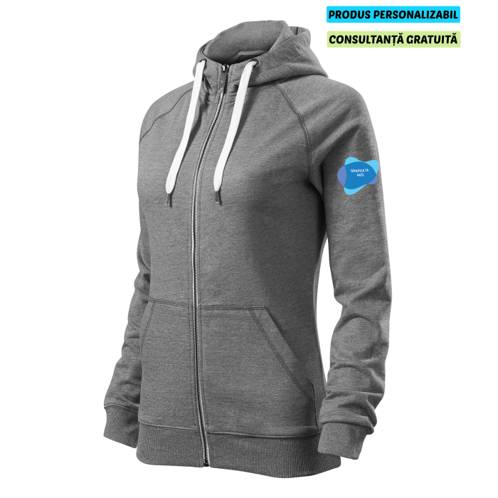 Malfini Hanorac cu fermoar Dama Gri Voyage Personalizat Malfini Hanorac cu fermoar Dama Gri Voyage Personalizat