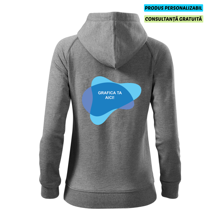 Malfini Hanorac cu fermoar Dama Gri Voyage Personalizat Malfini Hanorac cu fermoar Dama Gri Voyage Personalizat