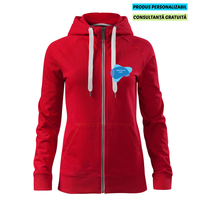 Malfini Hanorac cu fermoar Dama Rosu Voyage Personalizat