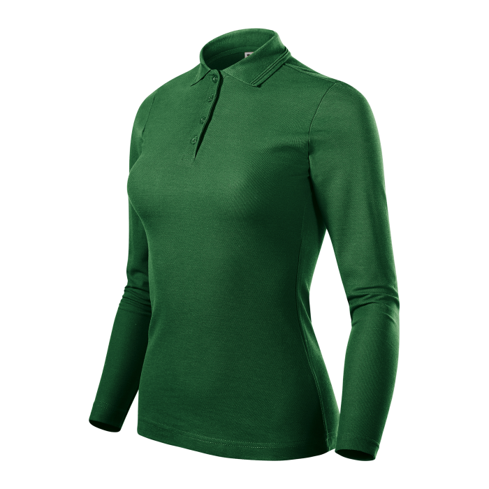 Malfini Tricou Polo Maneca lunga Dama Verde inchis Regular