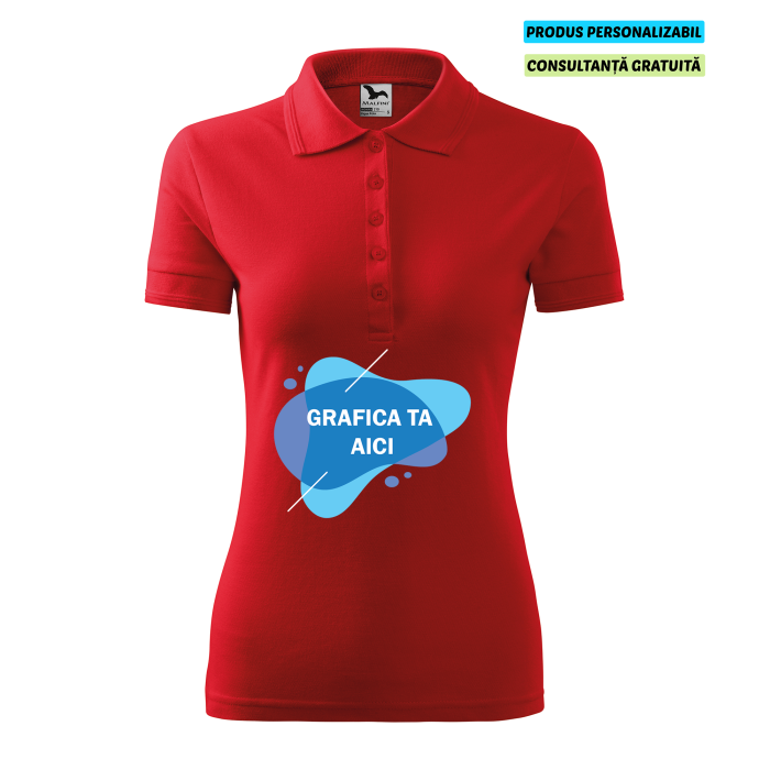 Malfini Tricou Polo Dama Rosu Personalizat