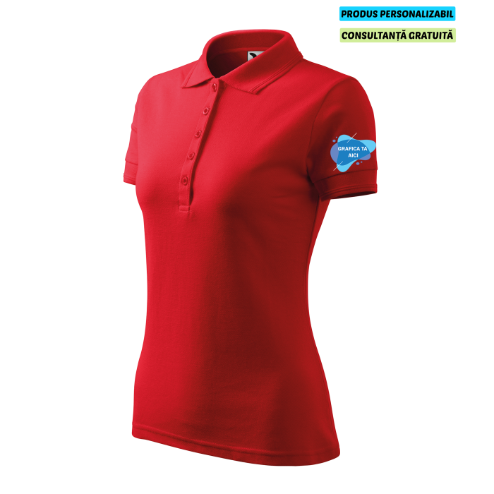 Malfini Tricou Polo Dama Rosu Personalizat