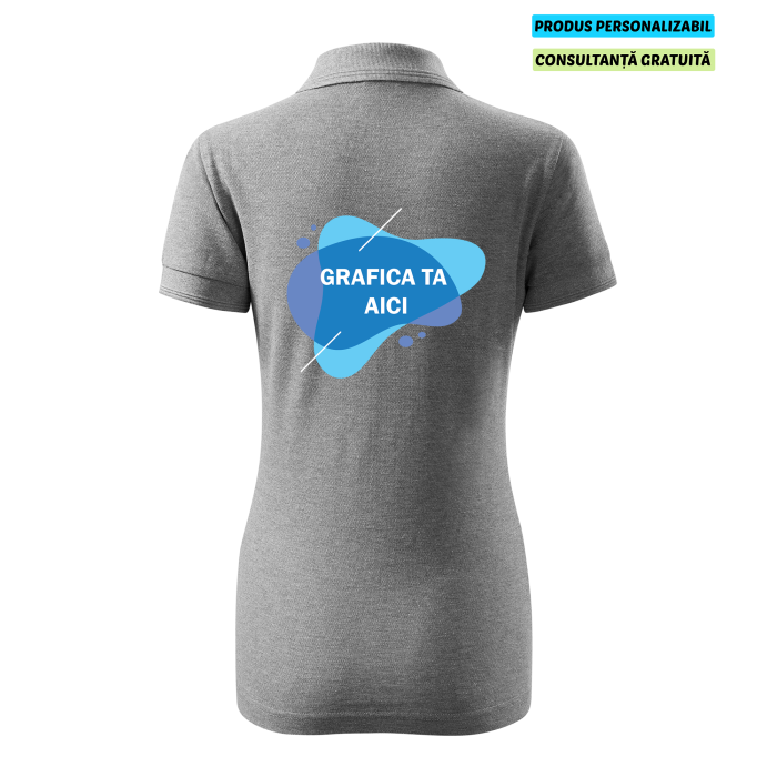 Malfini Tricou Polo Dama Gri inchis Personalizat
