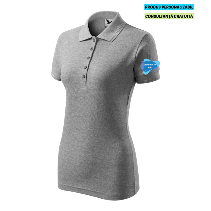 Malfini Tricou Polo Dama Gri inchis Personalizat
