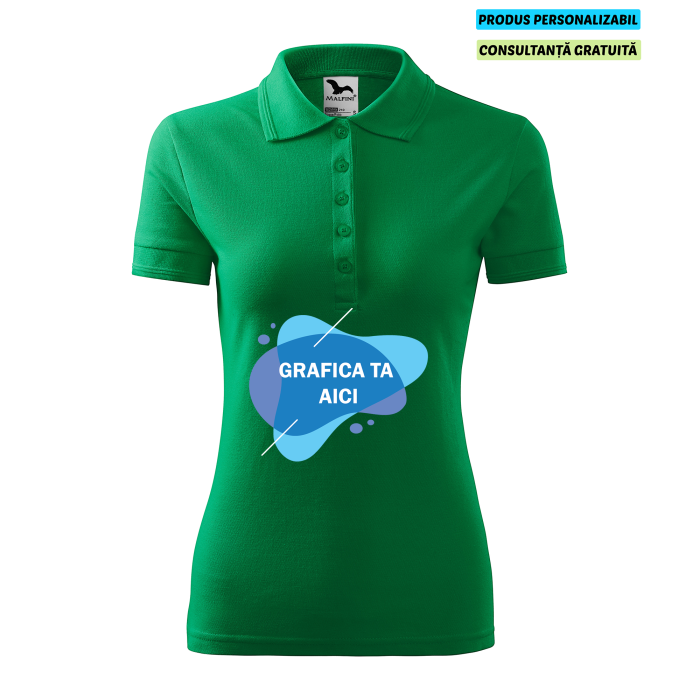Malfini Tricou Polo Dama Verde Personalizat
