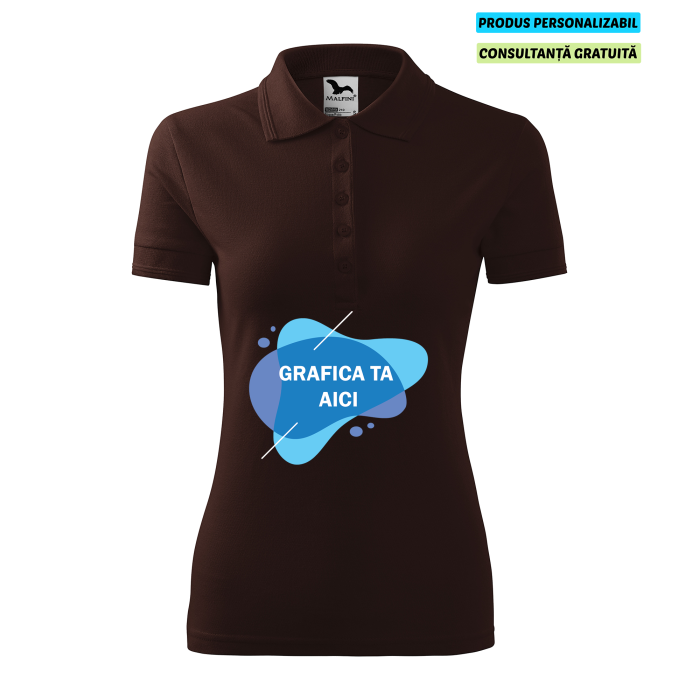 Malfini Tricou Polo Dama Cafeniu Personalizat Malfini Tricou Polo Dama Cafeniu Personalizat