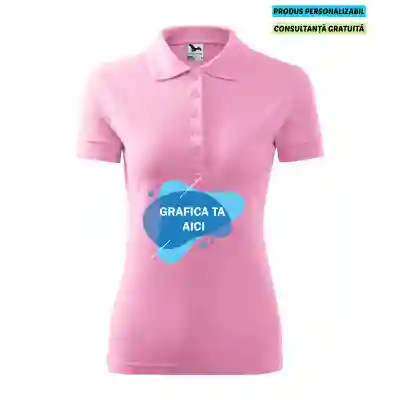 Malfini Tricou Polo Dama Roz deschis Personalizat