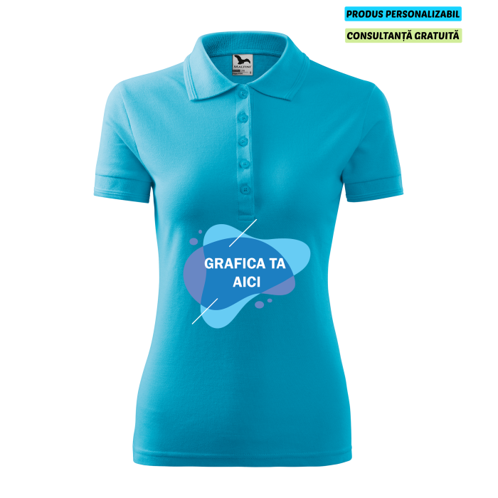 Malfini Tricou Polo Dama Turcoaz Personalizat Malfini Tricou Polo Dama Turcoaz Personalizat