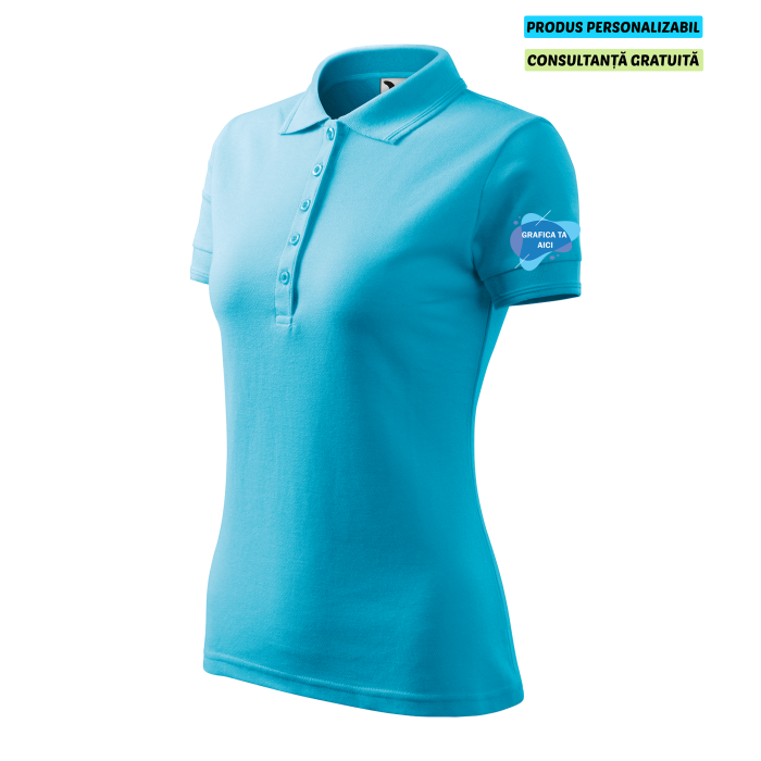 Malfini Tricou Polo Dama Turcoaz Personalizat Malfini Tricou Polo Dama Turcoaz Personalizat