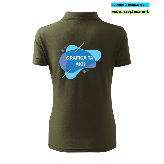 Malfini Tricou Polo Dama Verde militar Personalizat