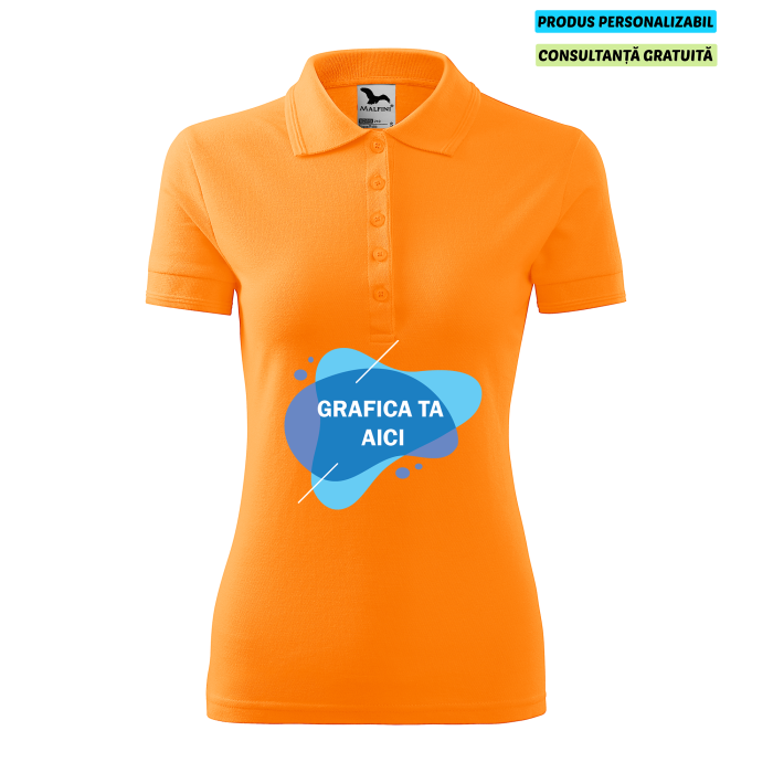 Malfini Tricou Polo Dama Portocaliu Personalizat